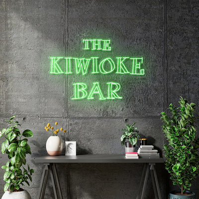 Custom neon -  The Kiwioke Bar  - Size: 120cm x 75cm  - Green -  incl Shipping and 2yrs Warranty