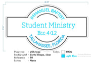 Custom neon - STUDENT MINISTRY  - Size:  48 x 27inch  - White and Light Blue -  incl Shipping and 2yrs Warranty