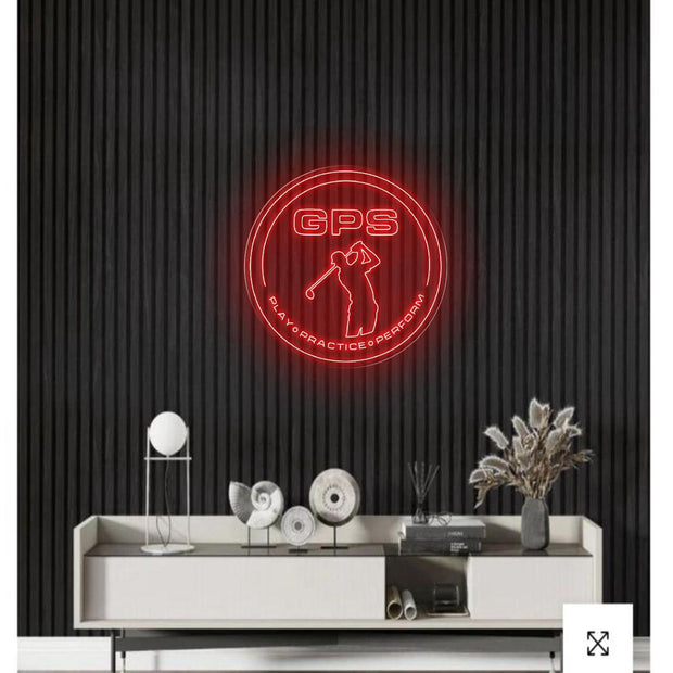 Custom neon -  GPS round logo  - Size: 100cm diametre  - Red Neon -  incl Shipping and 2yrs Warranty