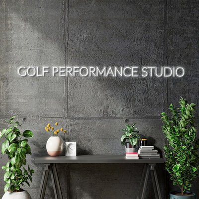 Custom neon -  GOLF PERFORMANCE STUDIO  - Size: 200cm x 12cm  - White Neon -  incl Shipping and 2yrs Warranty