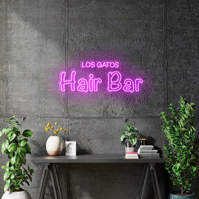 Custom neon -  Los Gatos HAIR BAR - Size: 32 x 12inch  - PINK -  incl Shipping and 2yrs Warranty
