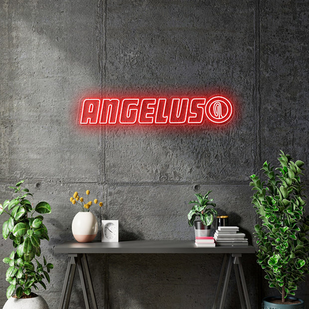 Custom neon -  Angelus - Size: 26inch x 5inch  - RED - with free Stand + BATTERY BOX -  incl Shipping and 2yrs Warranty
