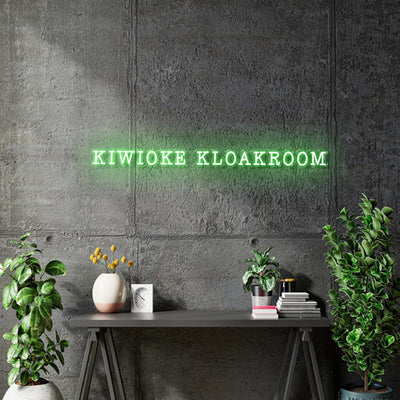 Custom neon - KIWIOKE KLOAKROOM - 100cm x 7cm  - Green -  incl Shipping and 2yrs Warranty