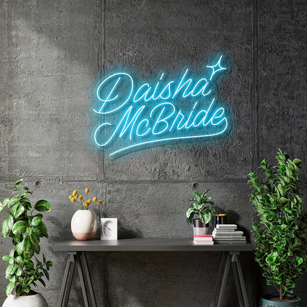 Custom neon | Daisha McBride - Size: 24 x 18inch  - Light blue -  incl Shipping and 2yrs Warranty