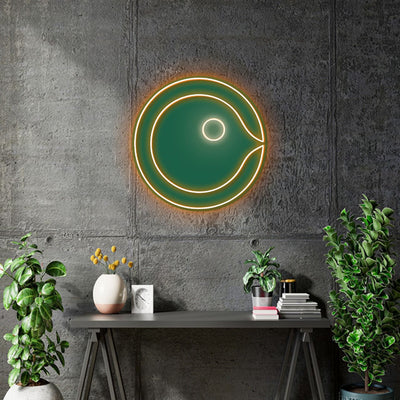 Custom Neon | The Chicken Butter Round Logo  Size: 90cm - Orange with Green Acrylic -  incl Delivery, VAT and 2yrs Warranty