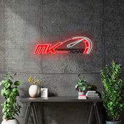 Custom Neon |  MK Logo -  Size: 90 x 27cm  - Red and White Neon + Print -  incl Shipping , and 2yrs Warranty