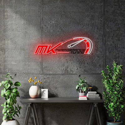 Custom Neon |  MK Logo -  Size: 90 x 27cm  - Red and White Neon + Print -  incl Shipping , and 2yrs Warranty
