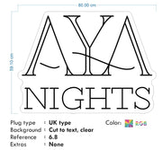 Custom Neon |  AYA Nights -  Size: 80cm x 59cm - RGB Neon -  incl Shipping , and 2yrs Warranty