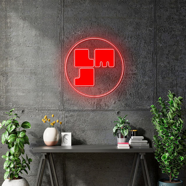 Custom Neon |  LMG with Print -  Size: 100cm circular - Red Neon -  incl Shipping , and 2yrs Warranty