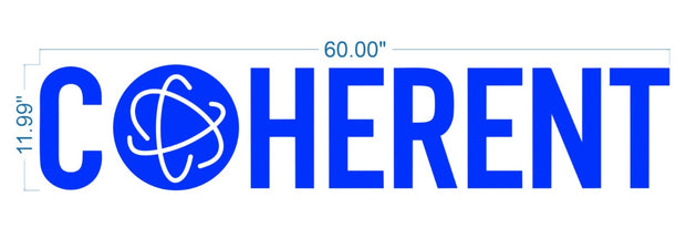 Custom 3D Channel Letter | COHERENT - Size: 60inch (5ft)  x 11inch - Blue Face, white lit -  incl Delivery 2yrs Warranty