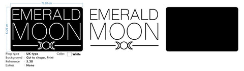 Custom Neon |  Emerald Moon -  Size: 70cm x 43cm - White Neon , Black acrylic -  incl Shipping , and 2yrs Warranty