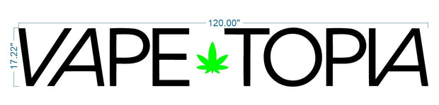 Custom 3D Channel Letter + Free indoor neon sign | VAPE TOPIA  - Size: 122inch   x 17inch - White and Green Face, Blue and Green Backlit -  incl Delivery 2yrs Warranty
