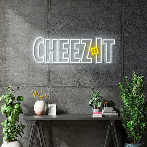 Custom Neon | Cheeze it -  63cm x 21cm - White and Yellow -  incl Shipping , and 2yrs Warranty