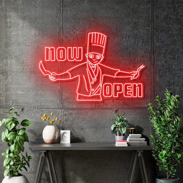 Custom Neon - NOW OPEN - RED - 100x 67cm - indoor Signs