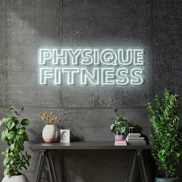 Custom Neon - PHYSIQUE FITNESS - White - 120x 44cm - indoor Signs