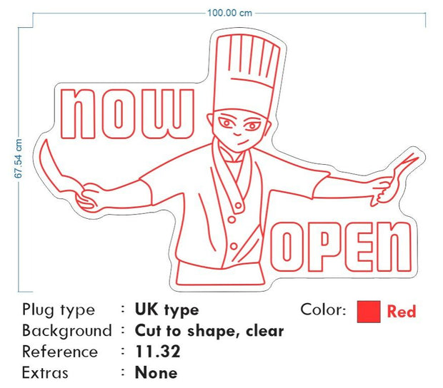 Custom Neon - NOW OPEN - RED - 100x 67cm - indoor Signs