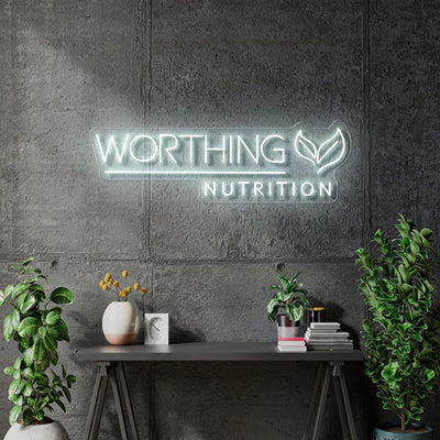 Custom Neon - Worthin Nutrition - White - 100cm x31cm - indoor Signs