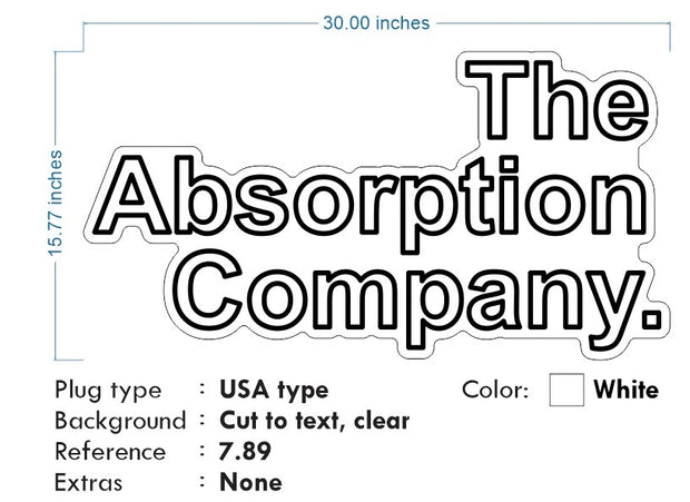 Custom Neon - The Absorption Company Logo - White -30 x 15inch - dimmer and delivery