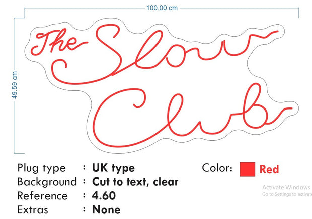 Custom Neon - The Slow Club - Hot pink - 100x49cm - indoor Signs
