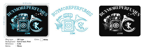 Custom Neon - BuyMorePerfumes-  45 x 33inch - White neon and White Print on Black Acrylic  -  Delivery and Remote