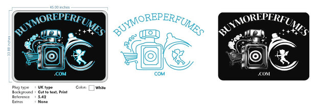 Custom Neon - BuyMorePerfumes-  45 x 33inch - White neon and White Print on Black Acrylic  -  Delivery and Remote
