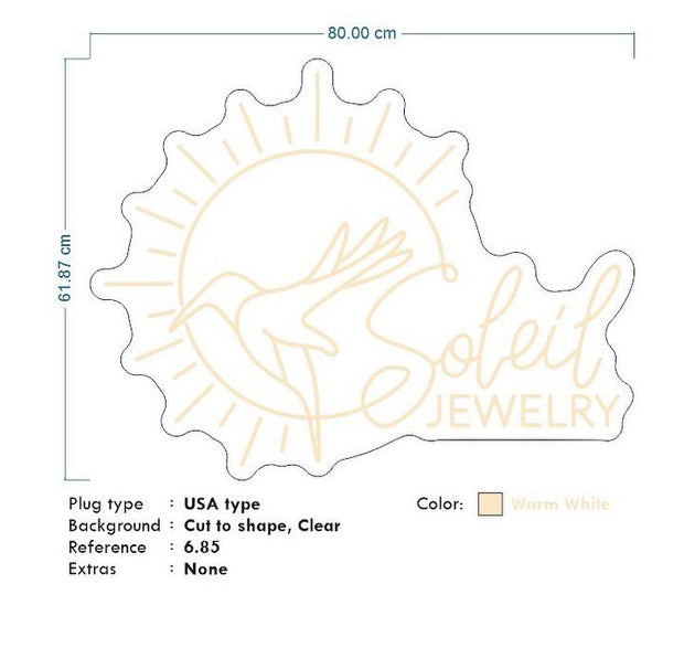 Custom Neon - Soleil Jewellery  -WARM WHITE  -Size: 32 or 24inch   - Remote dimmer and Delivery