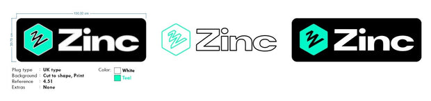 Custom Neon - ZINC - White and Teal + UV Print - 100 x 33cm - INDOOR  - Remote dimmer and Delivery