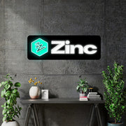 Custom Neon - ZINC - White and Teal + UV Print - 100 x 33cm - INDOOR  - Remote dimmer and Delivery