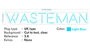 Custom Neon Logo - WASTEMAN -  Light Blue - 47 x 7 inch -  Delivery and Remote 2yr Warranty