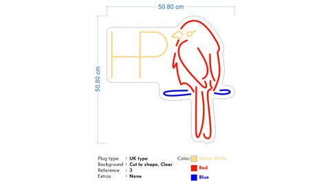 Custom Neon -  HP - Warm White Red and Blue - Size: 50cm x 50cm  - indoor Sign (2yrs Warranty)