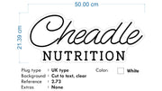 Custom Neon - Cheadle Nutrition - COOL WHITE - Size:  50cm x 21cm - indoor Sign (2yrs Warranty)