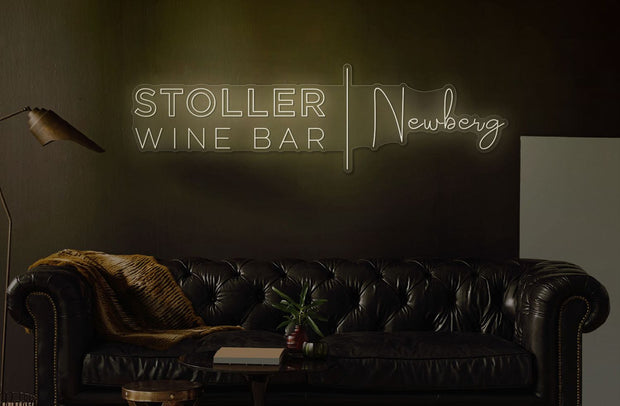 Custom Neon Logo - Stoller Wine | Newberg - Warm White neon - 90 * 26 inches & 48inch * 13.8 inch  - indoor Signs (2yrs Warranty)