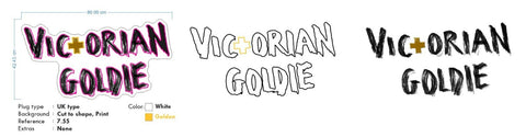 Custom Neon - VICTORIAN GOLDIE - White and Gold - Size: 80 x 42cm - indoor Sign (2yrs Warranty)