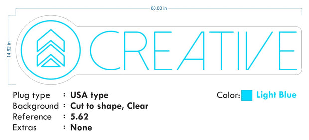 Custom Neon  - Creative Logo- Light Blue - Size: 60inch x 14inch  - indoor Sign (2yrs Warranty)