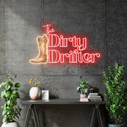 Custom neon -  The Dirty Drifter - Size: 48inch x 27inch  - Red and Warm white + Logo Print - incl Shipping and 2yrs Warranty