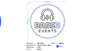 Custom neon - BASS3 Events -  65cm - White, Blue neon  -  incl Shipping and 2yrs Warranty