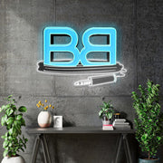 Custom neon | BB logo 80cm x 53cm - White and Light Blue neon -  incl Delivery, VAT and 2yrs Warranty