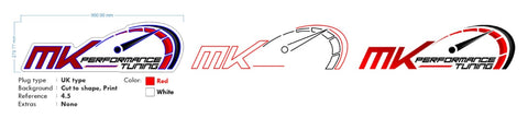 Custom Neon |  MK Logo -  Size: 90 x 27cm  - Red and White Neon + Print -  incl Shipping , and 2yrs Warranty