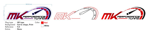 Custom Neon |  MK Logo -  Size: 90 x 27cm  - Red and White Neon + Print -  incl Shipping , and 2yrs Warranty