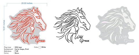 Custom Neon  - Wild Grace -  White - Size: 20 x20 inch - indoor Sign (2yrs Warranty)