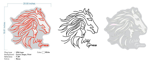 Custom Neon  - Wild Grace -  White - Size: 20 x20 inch - indoor Sign (2yrs Warranty)