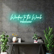 Custom neon | Window to the Womb 80cm x 24cm  - TEAL -  incl Delivery, VAT and 2yrs Warranty