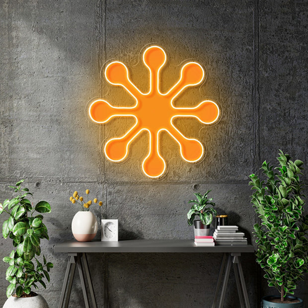 Custom Neon for Emma- Orange with Orange UV print from logo - 75x75cm - Remote dimmer and Delivery