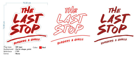 Custom Neon for Dominic - The Last Stop Logo - 75x73cm - Red - Remote dimmer and Delivery