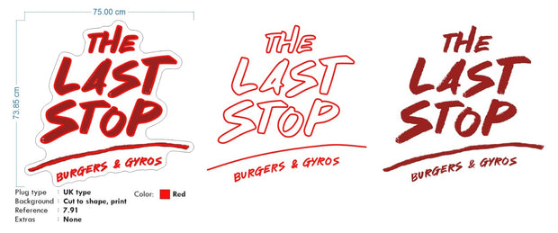 Custom Neon for Dominic - The Last Stop Logo - 75x73cm - Red - Remote dimmer and Delivery