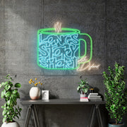Custom Neon - Long Story Shorty by Dyland - Green, Warm White and Light Blue - 28 x 24inch - dimmer and delivery