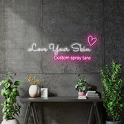 Custom Neon -  Love Your Skin - 32inch x 12 inch -  White Neon and Light pink - INDOOR  - Remote dimmer and Delivery (2 years Warranty)