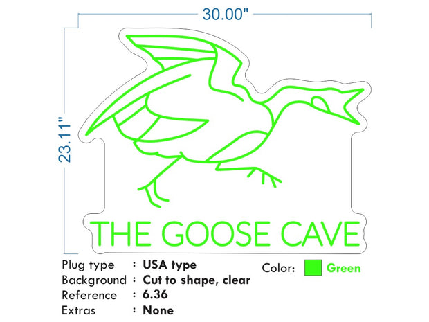 Custom Neon -  The Goose Cave - RGB Multicolour - 30x23inch -  Delivery and Remote