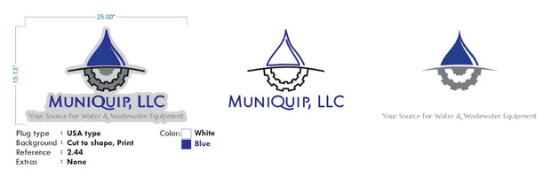 Custom Neon -  Muniquip LLC - Blue and White - Size: 25 inch x 15 inch  - indoor Sign (2yrs Warranty)