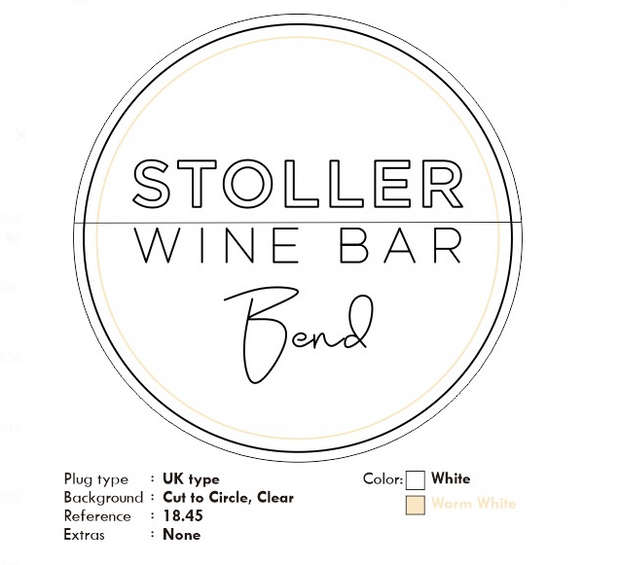 Custom Neon - Stoller Wine Bar Newberg -  Warm White - 4ft or 5ft - INDOOR - Remote dimmer and Delivery